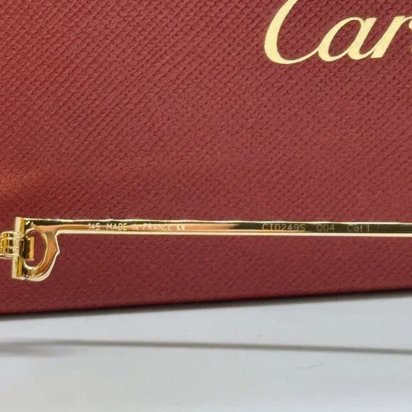 NEW CARTIER CT0249S 004 UNISEX GOLD ROUND SUNGLASSES CARTIER CT0249S - Picture 10 of 11
